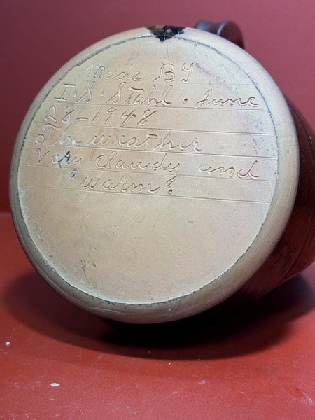 24-190. PA Redware Chamber candle holder