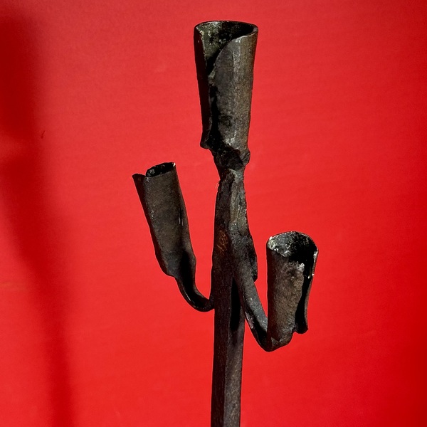 26-019 Very Early Spanish Tabletop Iron Candelabra