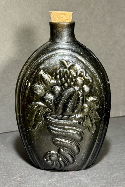 25-147. Blown Glass Cornucopia & Urn Pattern Flask