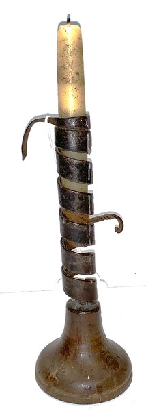 21-085. Wrought iron spiral Courting candlestick