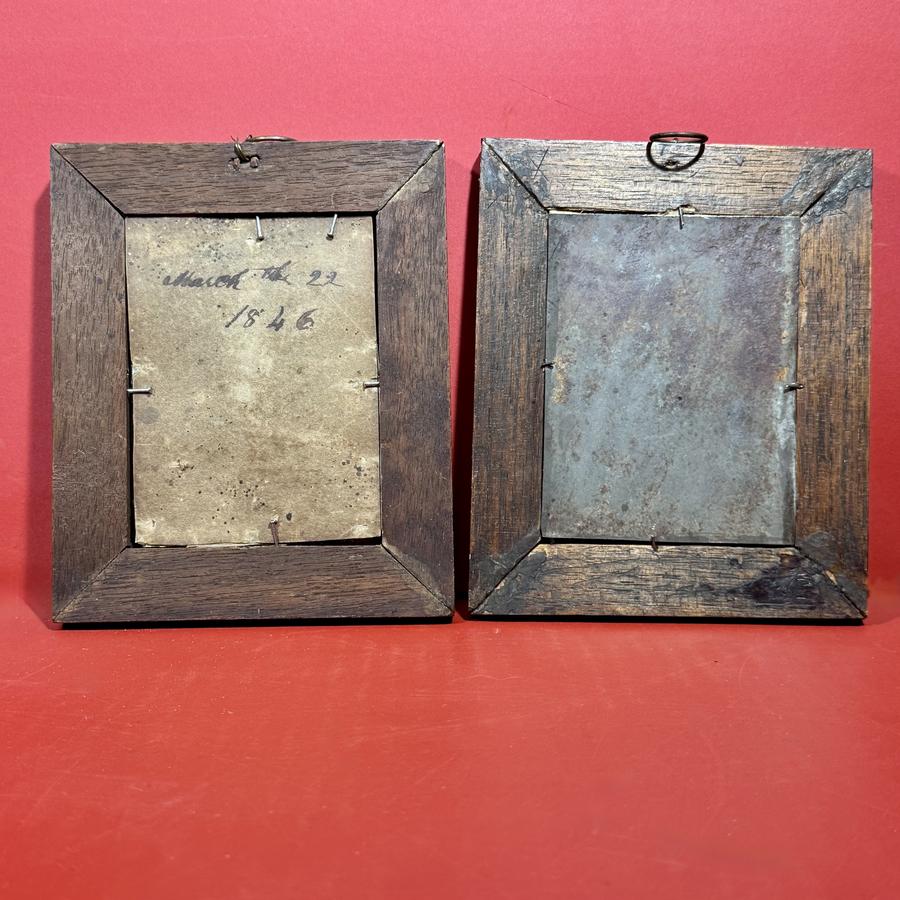 26-123.Pair American Folk-Art Watercolor Portraits