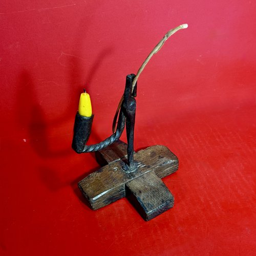 26-062 Wrought Iron Combinations Rush/Candle Lamp