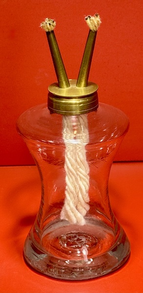 24-250. Hand-Blown Glass Burning Fluid Lamp