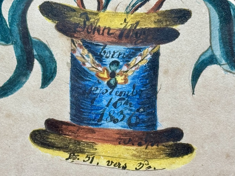 24-094. An ink and watercolor Reward Fraktur