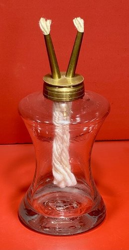 24-250. Hand-Blown Glass Burning Fluid Lamp