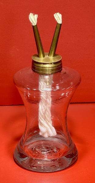 24-250. Hand-Blown Glass Burning Fluid Lamp