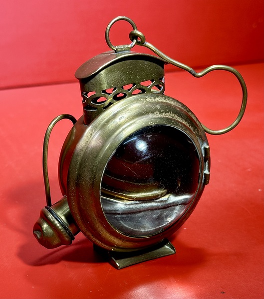 24-221. Brass Whale Oil bicycle or Traveler's lamp