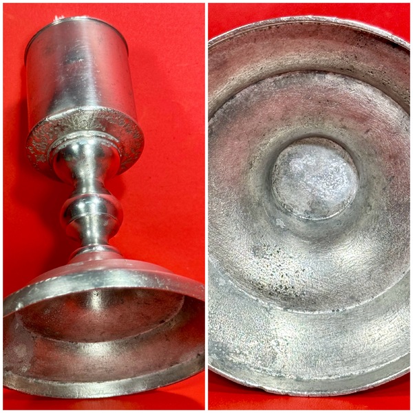 24-148. Pewter double burner whale oil lamp