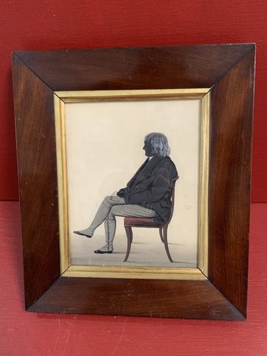 22-055. 19th cent. watercolor silhouette of a man