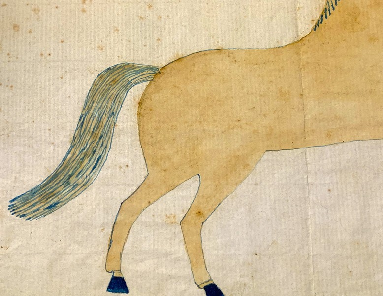 22-140. Pencil and watercolor drawing of a horse.