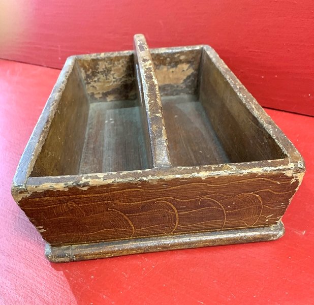 22-032. Utility tray, dovetailed & grain painted