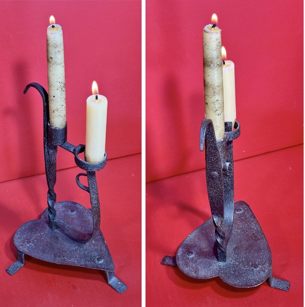 24-239. A Hand-Wrought Iron Double Candle Holder
