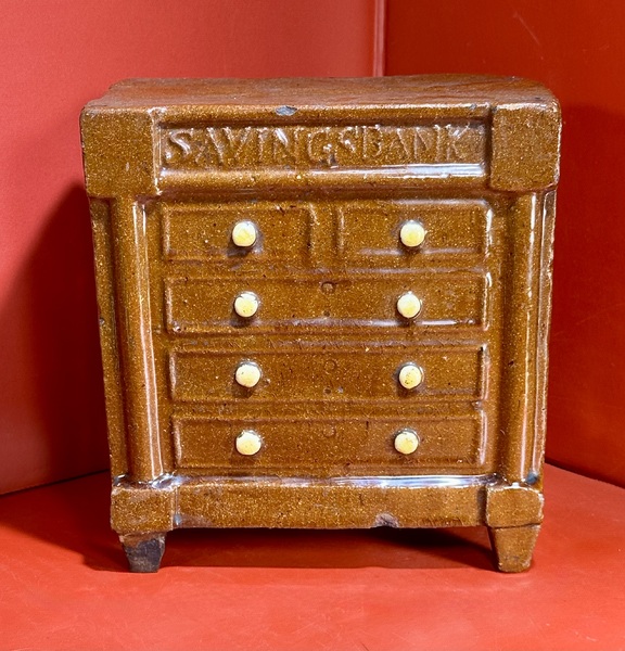 25-068. Large Redware Chest of Drawer’s Form Bank