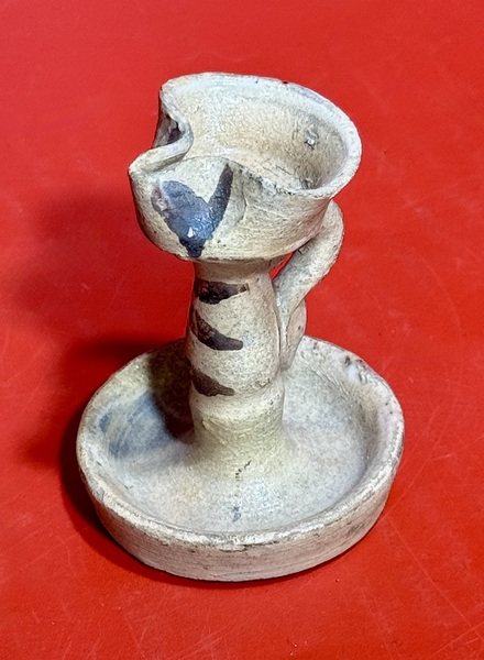 25-110. A True Miniature Redware Fat Lamp