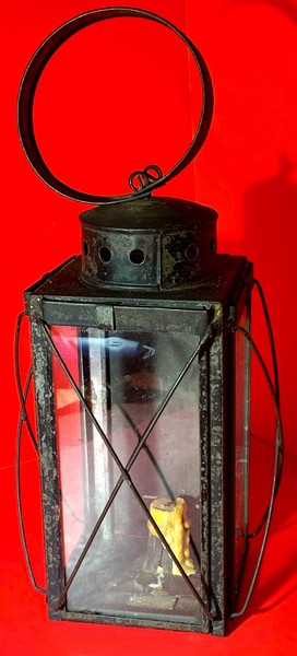 22-229. Barn Lantern with 3 glass panels