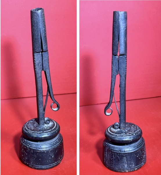 24-228. Early Hand-Wrought Iron, Candle Holder