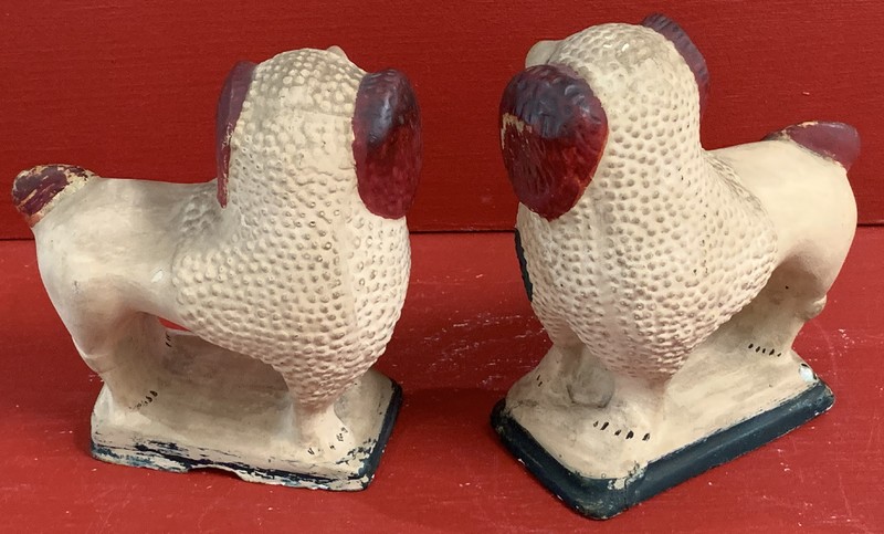21-105. A true pair of PA chalkware Poodle dogs.