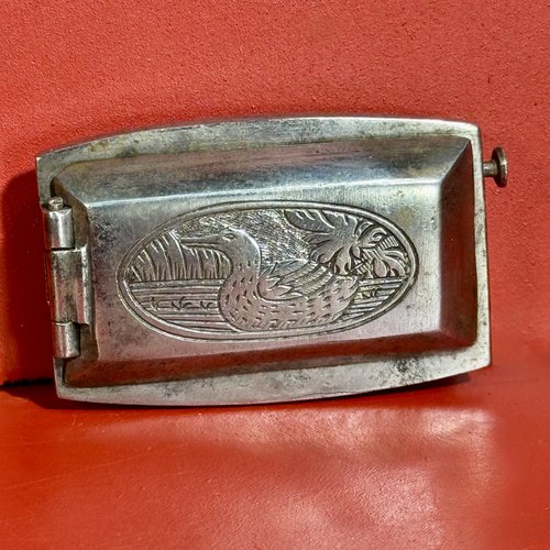 26-087 An Inscribed, Polished Steel, Tinder Box
