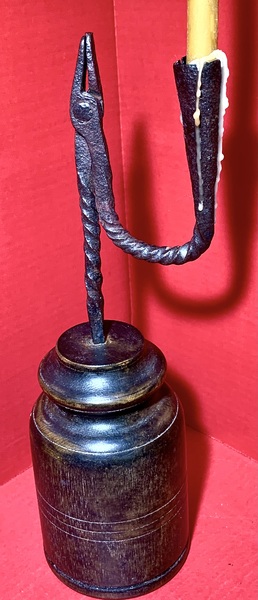 23-109. Wrought iron Rush Lamp with candle socket