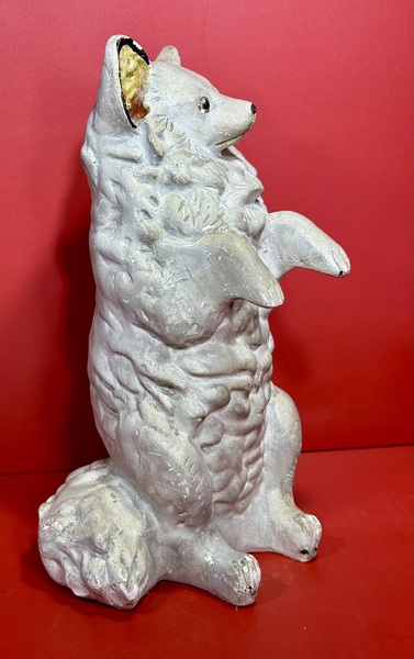 25-024.Pennsylvania Chalkware Hollow Dog-Form Bank