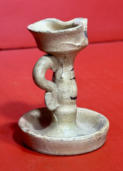 25-110. A True Miniature Redware Fat Lamp