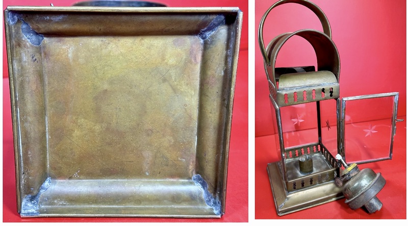 24-160.Brass & beveled cut glass decorated lantern