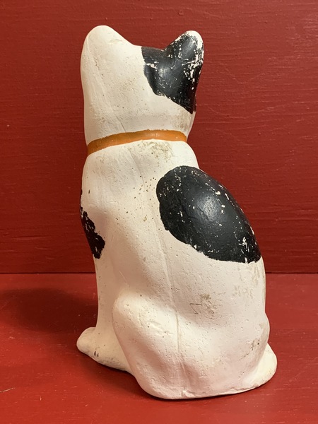 PA hollow cast chalkware seated cat