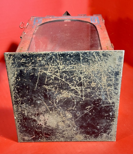25-182. Painted Tin and Glass Candle Lantern