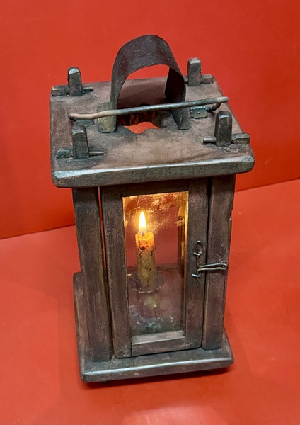 25-106. Small Wooden Barn Lantern with Four Lights