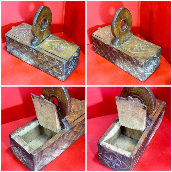 23-164. A mahogany double lid salt box