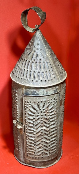 25-043. A PA Pierced Tin Candle Lantern