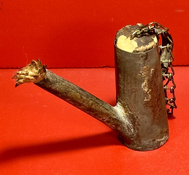 24-080. A miniature tin fluid lamp