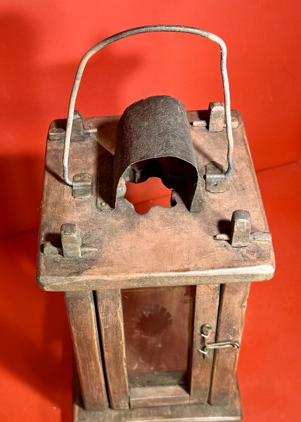 25-106. Small Wooden Barn Lantern with Four Lights