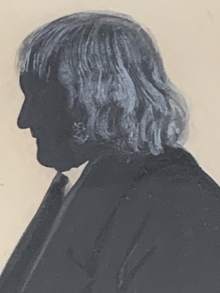 22-055. 19th cent. watercolor silhouette of a man