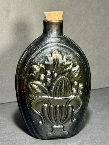 25-147. Blown Glass Cornucopia & Urn Pattern Flask