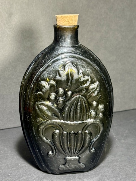 25-147. Blown Glass Cornucopia & Urn Pattern Flask