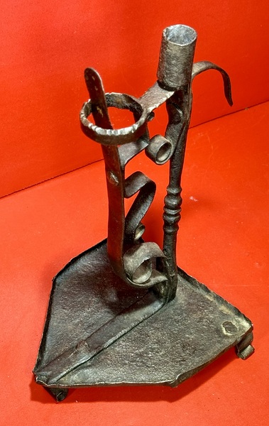 23-144. Early two candle Alpine type candle lamp