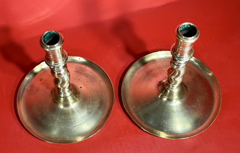 23-105.17th Cent. Brass Barley Twist Candlesticks