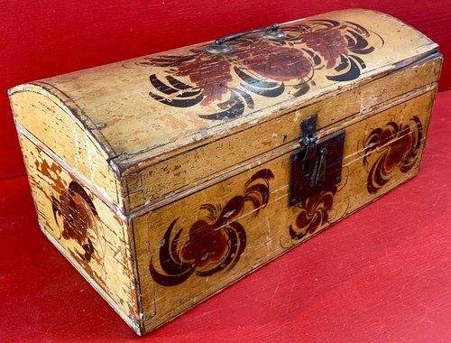 22-133. Dome top paint decorated trunk.