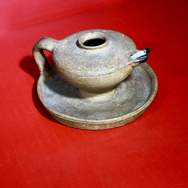 26-030 Stone Ware Fat Lamp