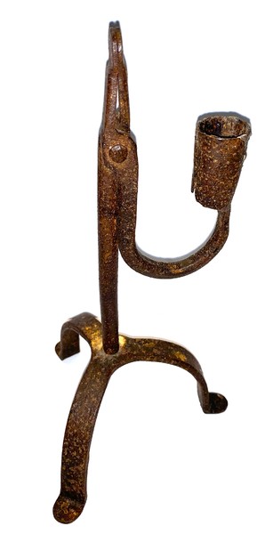 20-212. Small wrought iron rush lamp/candle holder