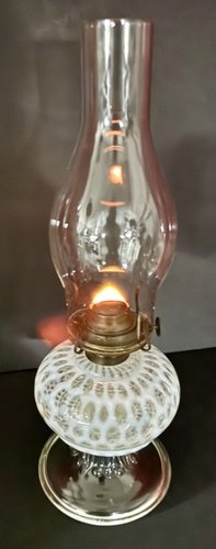 25-031.Bulbous Mold-Pressed White Glass Fluid Lamp