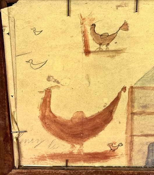 23-156 Naive watercolor drawing of a horse