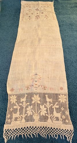 25-148 PA German Embellished Show Towel ca. 1844