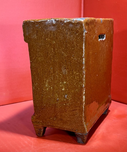 25-068. Large Redware Chest of Drawer’s Form Bank