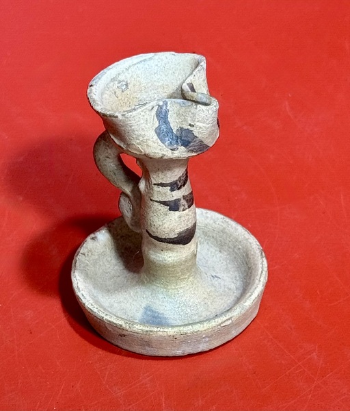 25-110. A True Miniature Redware Fat Lamp