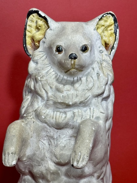 25-024.Pennsylvania Chalkware Hollow Dog-Form Bank