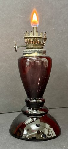 25-032. Amethyst Color Glass Whale Oil Lamp