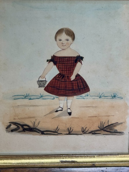 25-183 Watercolor Portrait Young Child & a Basket