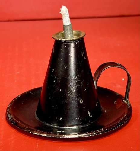 24-216. Miniature Single-Burner Tin Whale Oil Lamp